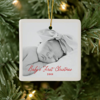 Ornement En Céramique Photo de chaussette de Noël avec monogramme pour l