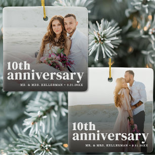 Ornement En Céramique Photo de couple pour les 10 ans de mariage