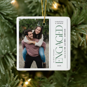 Ornement En Céramique Photo de couples fiancés pour le premier Noël mode