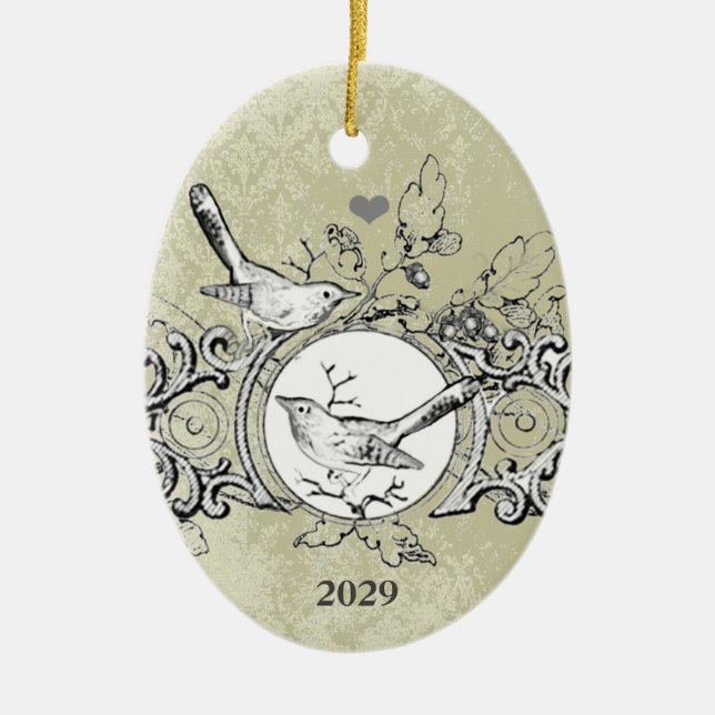 Ornement En Céramique Photo de famille de Noël avec date (Devant)