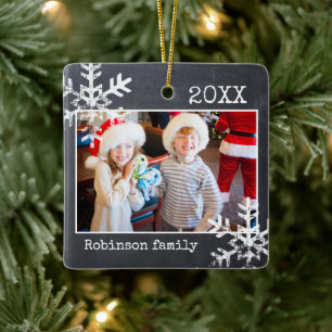 Ornement En Céramique Photo de famille sur tableau noir pour Noël