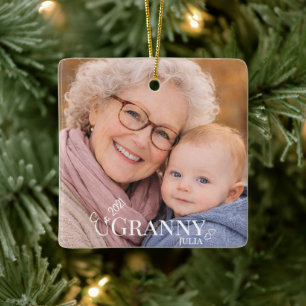 Ornement En Céramique Photo de grand-mère Année d'établissement Cœur mod