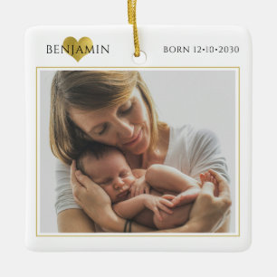 Ornement En Céramique Photo de maman et nouveau-né