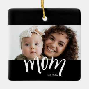 Ornement En Céramique Photo de maman personnalisé Année de création Mode