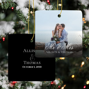 Ornement En Céramique Photo de mariage personnalisé avec texte 'Monsieur