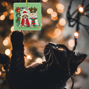 Ornement En Céramique Photo de Noël annuelle du chat