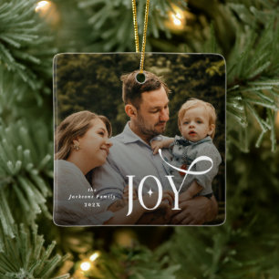 Ornement En Céramique Photo de Noël de la famille Joy