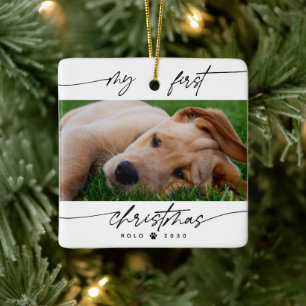 Ornement En Céramique Photo de Noël de l'amoureux des animaux de compagn