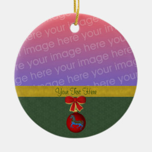 Ornement En Céramique Photo de Noël du carrousel Horse