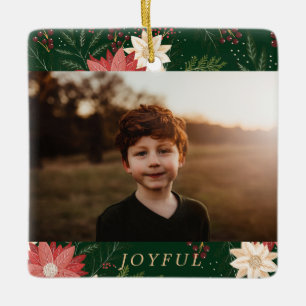 Ornement En Céramique photo de Noël joyeux pour enfants moderne floral