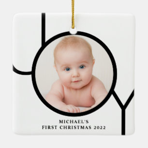 Ornement En Céramique Photo de Noël personnalisé pour bébé 
