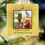 Ornement En Céramique Photo du 50e anniversaire du Mariage Parties scint<br><div class="desc">Créez votre propre ornement de tenue du 50e anniversaire de Mariage pour un affichage quotidien ou pour ajouter à votre décor de noël. Ce design élégant et moderne est doré et noir avec une parties scintillant et un effet texturé. Le modèle photo est prêt pour vous à ajouter 4 de...</div>