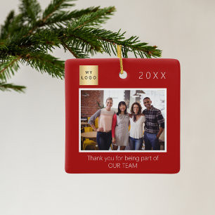 Ornement En Céramique Photo du logo de l'entreprise commerciale merci ro