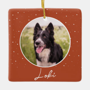 Ornement En Céramique Photo et nom de chien orange Noël