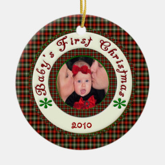 Ornement En Céramique Photo faite sur commande de premier Noël de Babys