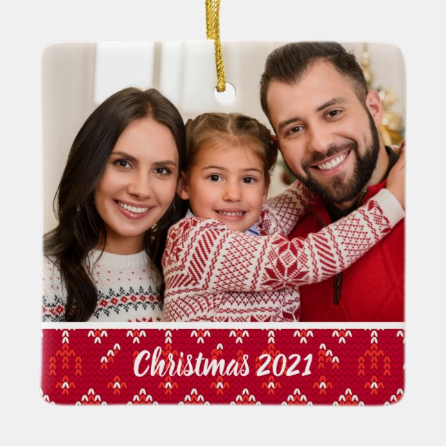 Ornement En Céramique Photo familiale à 2 faces sur mesure Ceram de Noël (Devant)