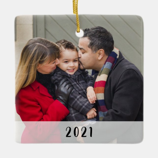 Ornement En Céramique Photo familiale simple à 2 faces personnalisée Noë (Devant)