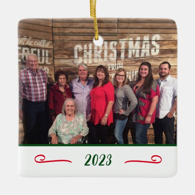 Ornement En Céramique Photo Famille 2 Photo Élégante Personnalisée (Devant)