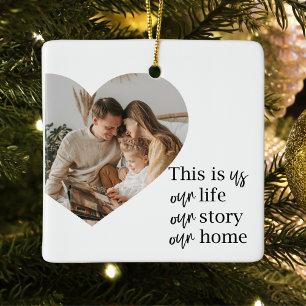 Ornement En Céramique Photo Famille Couple Moderne & Citation Famille Ca