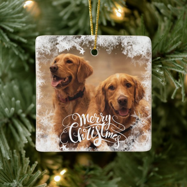 Ornement En Céramique Photo gelée de l'ornement de l'arbre de Noël (Arbre)