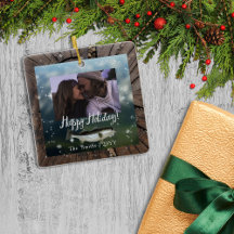 Photo Happy Holidays Bass Tree Stump Look Bordure