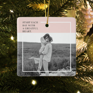 Ornement En Céramique Photo moderne Pastel Pink Famille Beau Cadeau