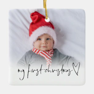 Ornement En Céramique Photo Overlay Baby Prénom de Noël Date de naissanc