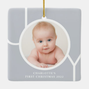 Ornement En Céramique Photo personnalisé du premier Noël de bébé