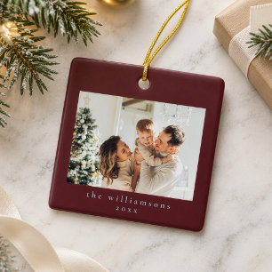 Ornement En Céramique Photo personnalisé Noël Minimaliste Famille Bordea