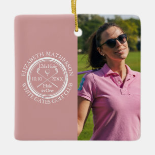 Ornement En Céramique Photo personnalisée de golfeur trou en un de golf