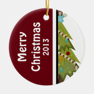 Ornement En Céramique Photo personnalisée en date Arbre de Noël