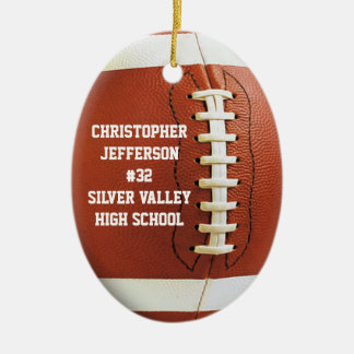 Ornement En Céramique Photo personnalisée Oval Football Sport Ornament