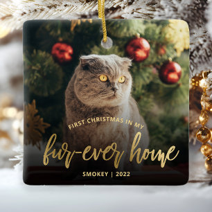 Ornement En Céramique Photo pour animaux First Christmas Forever Home Sc