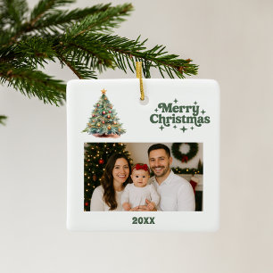 Ornement En Céramique Photo verte de Noël