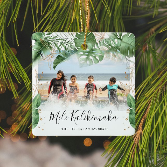 Ornement En Céramique Photographie de Noël de Mele Kalikimaka (Créateur téléchargé)