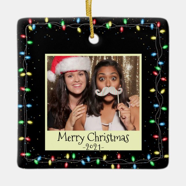 Ornement En Céramique Photos Et Message Personnalisés (Devant)