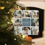 Ornement En Céramique Photos Multi Holiday | Merry Christmas |<br><div class="desc">Collage Photos de vacances | Joyeux Noël | Cadeau</div>