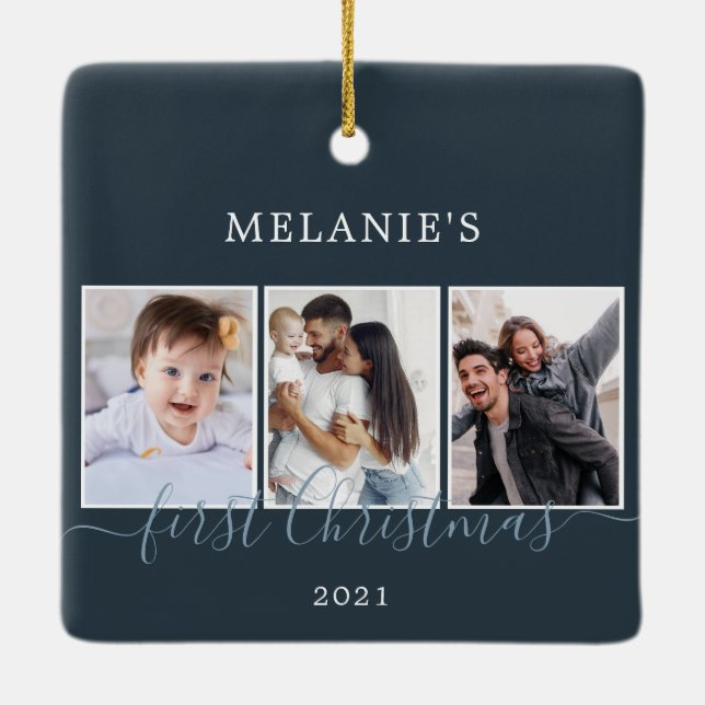 Ornement En Céramique Photos multiples premier Noël Bébé Ornament en cér (Dos)