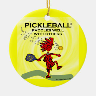 Ornement En Céramique Pickleball Paddles Bien Avec D'Autres