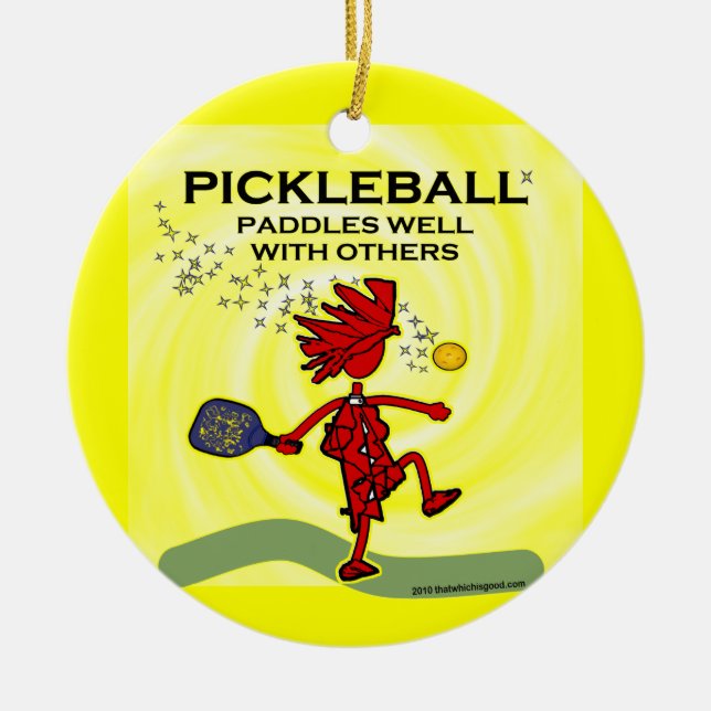 Ornement En Céramique Pickleball Paddles Bien Avec D'Autres (Devant)