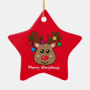 Ornement En Céramique Pickleball Reinder 🎄 ⭐ étoile