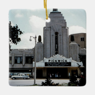Ornement En Céramique Pickwick Movie Theatre Park Ridge Watercolor Art