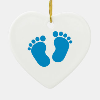 Ornement En Céramique Pieds de bébé bleu