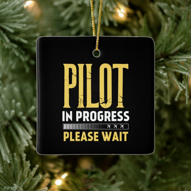 Ornement En Céramique Pilot in Progress – Loading Bar Aviation Design (Arbre)