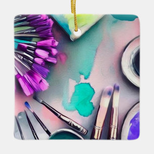 Ornement En Céramique Pinceaux d'artiste aquarelle