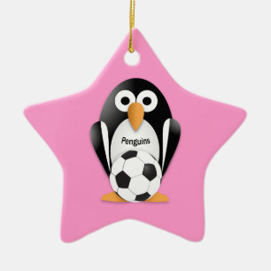 Ornement En Céramique Pingouin avec balle de football