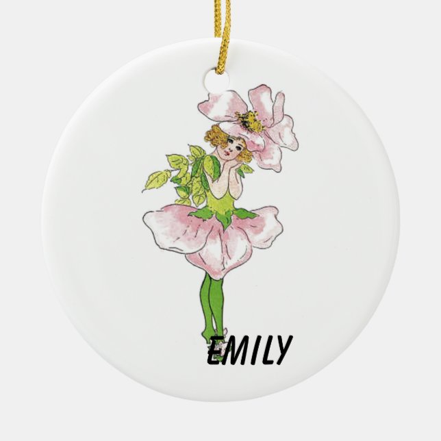 Ornement En Céramique Pink Briar Rose Flower Floral Funny Cute Girl (Devant)