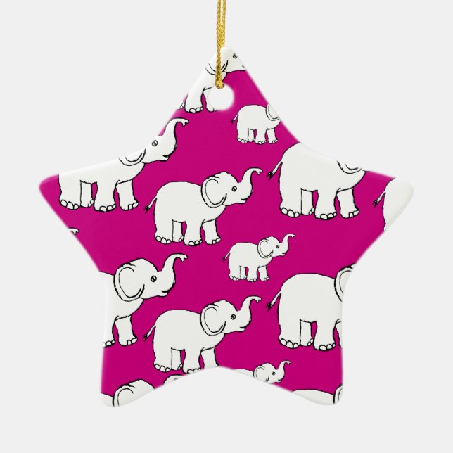 Ornement En Céramique Pink Cute Animal Pattern Cartoon Elephant Pattern (Devant)