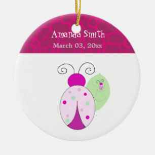 Ornement En Céramique Pink Ladybug Baby First Christmas