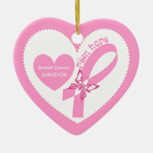 Ornement En Céramique Pink Ribbon Pink Hope Sensibilisation au cancer du